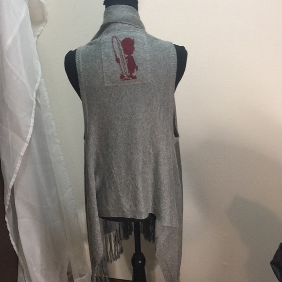 Hollister women’s long sleeveless grey and red cardigan - Picture 7 of 10